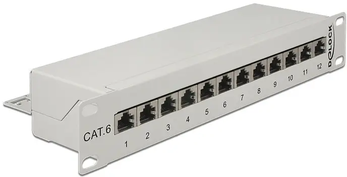 Delock 43299 12 portů síťový patch panel CAT 6 1 U vícebarevná osazený Delock 43299 12 portů síťový patch panel CAT 6 1 U vícebarevná osazený