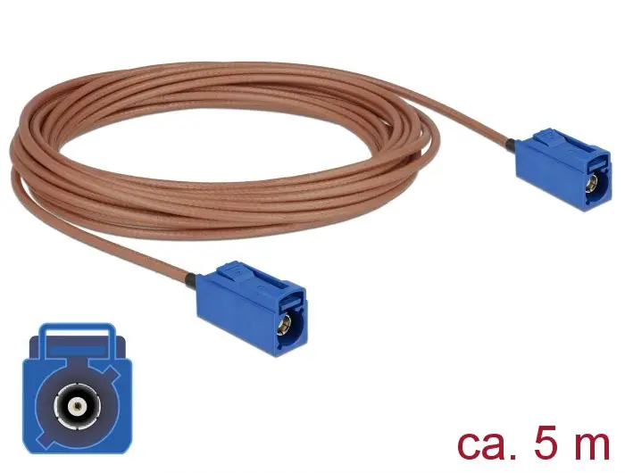 Delock pro Wi-Fi antény kabel [1x Fakra zásuvka - 1x Fakra zásuvka] 5.00 m vícebarevná