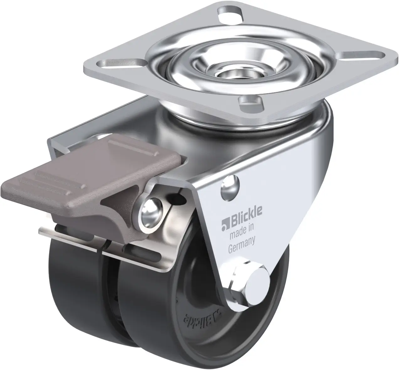 Blickle 280420 LDA-POA 50G-FI Dvojité otočné kolečko ve vidlici Ø kola: 50 mm nosnost (max.): 80 kg 1 ks Blickle 280420 LDA-POA 50G-FI Dvojité otočné kolečko ve vidlici Ø kola: 50 mm nosnost (max.): 80 kg 1 ks