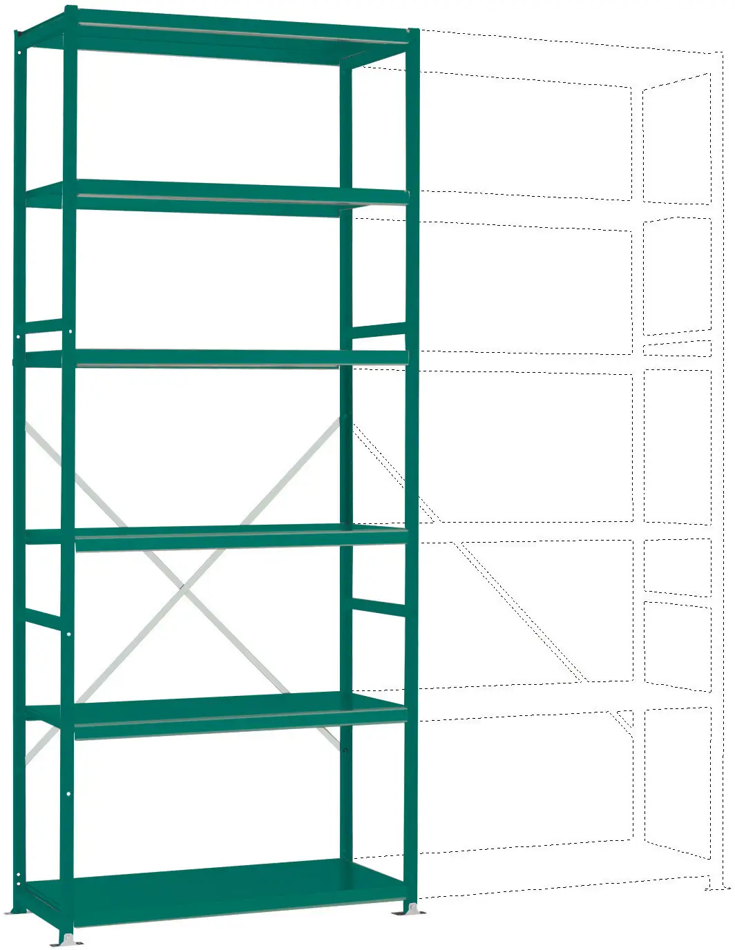 Manuflex RP1254.0001 základní modul regálu oddělení , (š x v x h) 1030 x 2500 x 600 mm, ocelová podlaha Manuflex RP1254.0001 základní modul regálu oddělení , (š x v x h) 1030 x 2500 x 600 mm, ocelová podlaha