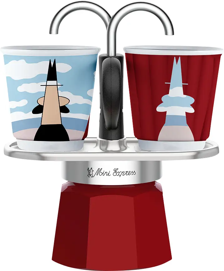 Bialetti Bialetti MINI EXPRESS Set Magrite kávovar na espresso a cappuccino Bialetti Bialetti MINI EXPRESS Set Magrite kávovar na espresso a cappuccino
