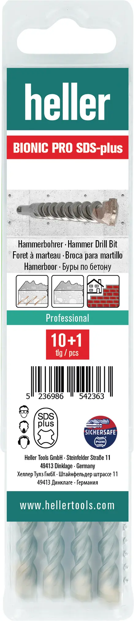 Heller Bionic Pro SDS-Plus Hammerbohrer 31019 tvrdý kov příklepový vrták 6 mm Celková délka 110 mm SDS plus 11 ks