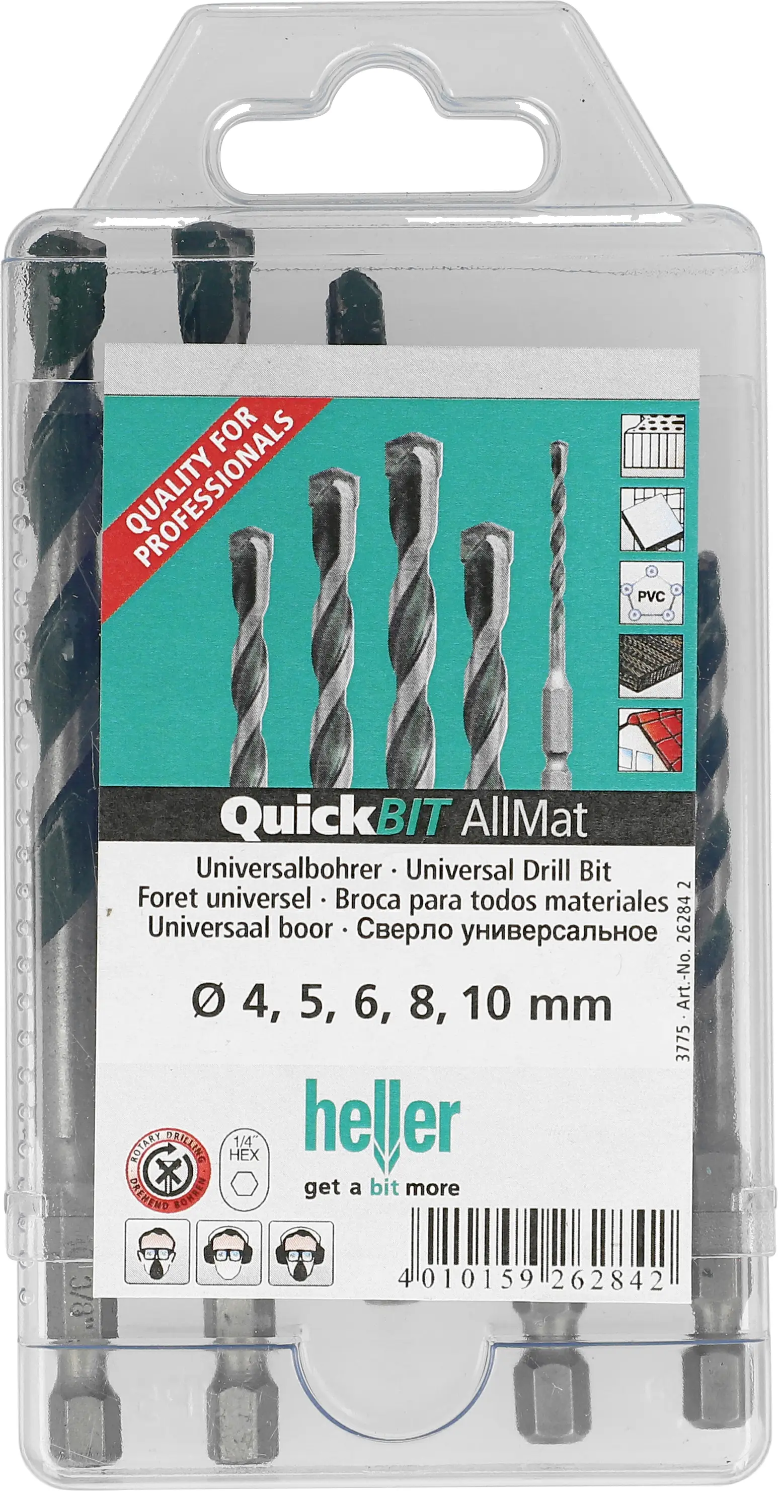 Heller 26284 Univerzální sortiment vrtáků, 4 mm, 5 mm, 6 mm, 8 mm, 10 mm, šestihran, 5dílná Heller 26284 Univerzální sortiment vrtáků, 4 mm, 5 mm, 6 mm, 8 mm, 10 mm, šestihran, 5dílná