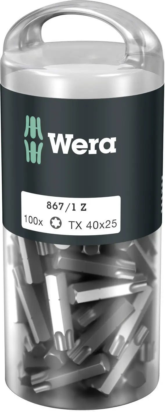 Wera 3566990 867/1 Z TORX® DIY 100 SiS bit Torx Pohon (šroubovák): 1/4 (6,3 mm) Typ zakončení: TX TX 40 25 mm Wera 3566990 867/1 Z TORX® DIY 100 SiS bit Torx Pohon (šroubovák): 1/4 (6,3 mm) Typ zakončení: TX TX 40 25 mm