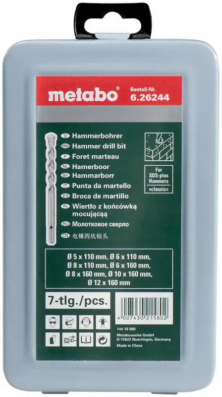 Metabo 626244000 sada vrtáku do betonu 7dílná 5 mm, 6 mm, 6 mm, 8 mm, 8 mm, 10 mm, 12 mm SDS plus 7 ks Metabo 626244000 sada vrtáku do betonu 7dílná 5 mm, 6 mm, 6 mm, 8 mm, 8 mm, 10 mm, 12 mm SDS plus 7 ks