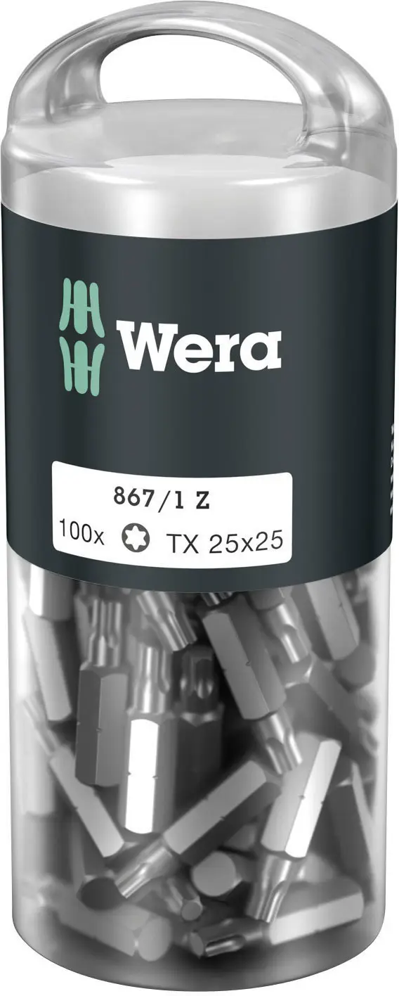 Wera 05072449001 867/1 Z TORX® DIY 100 SiS Bit TX Pohon (šroubovák): 1/4 (6,3 mm) Typ zakončení: TX TX 25 25 mm Wera 05072449001 867/1 Z TORX® DIY 100 SiS Bit TX Pohon (šroubovák): 1/4 (6,3 mm) Typ zakončení: TX TX 25 25 mm
