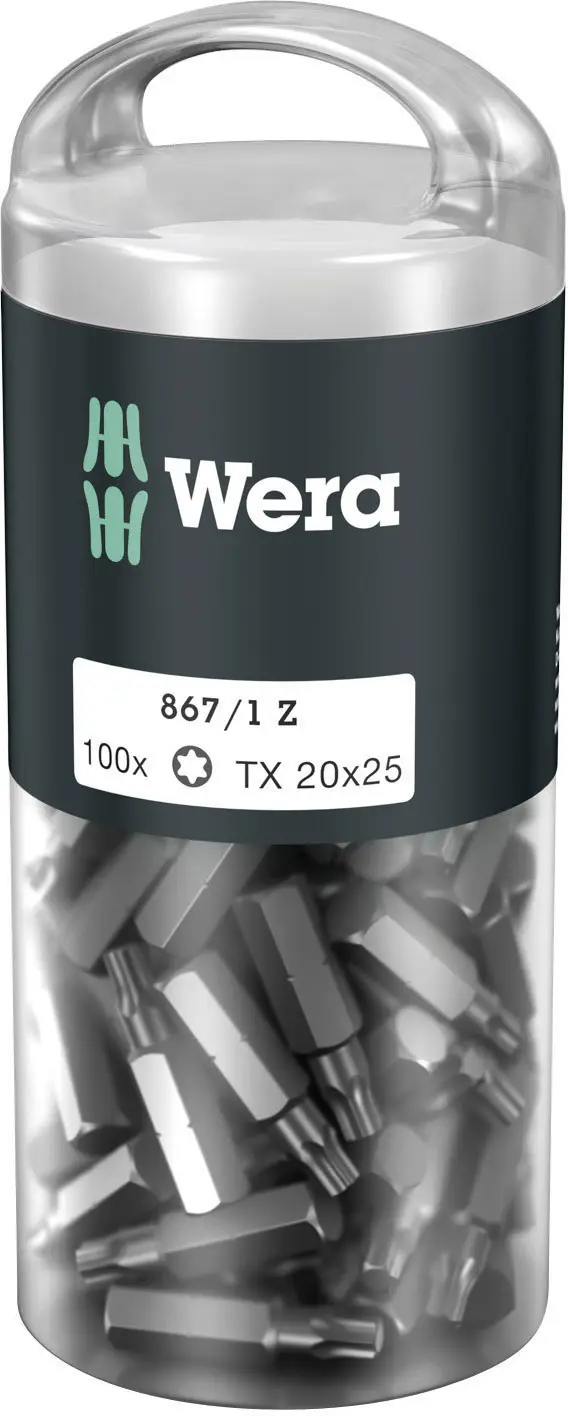 Wera 05072448001 867/1 Z TORX® DIY 100 SiS Bit TX Pohon (šroubovák): 1/4 (6,3 mm) Typ zakončení: TX TX 20 25 mm Wera 05072448001 867/1 Z TORX® DIY 100 SiS Bit TX Pohon (šroubovák): 1/4 (6,3 mm) Typ zakončení: TX TX 20 25 mm
