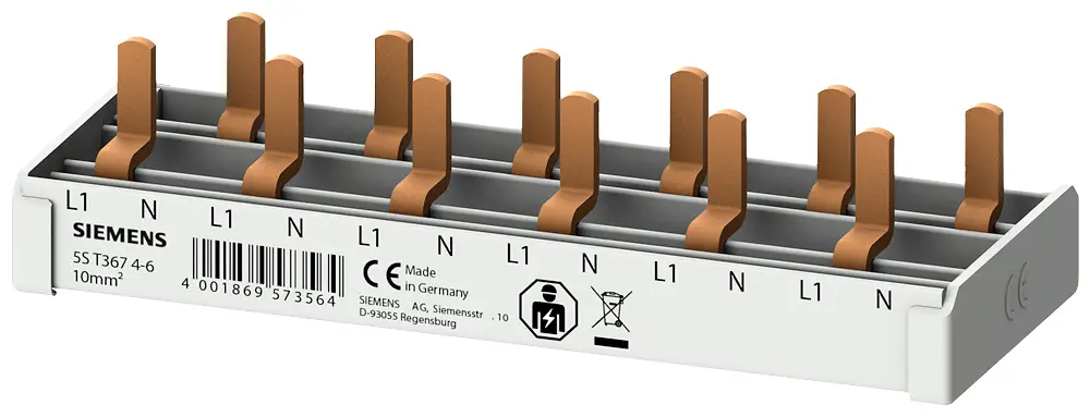 Siemens 5ST36746 Kolíková lišta kompaktní, 10mm2 přípojka 1p/N 6x kompaktní přístroj 1 TE kolíková sběrnicová lišta 1 ks Siemens 5ST36746 Kolíková lišta kompaktní, 10mm2 přípojka 1p/N 6x kompaktní přístroj 1 TE kolíková sběrnicová lišta 1 ks