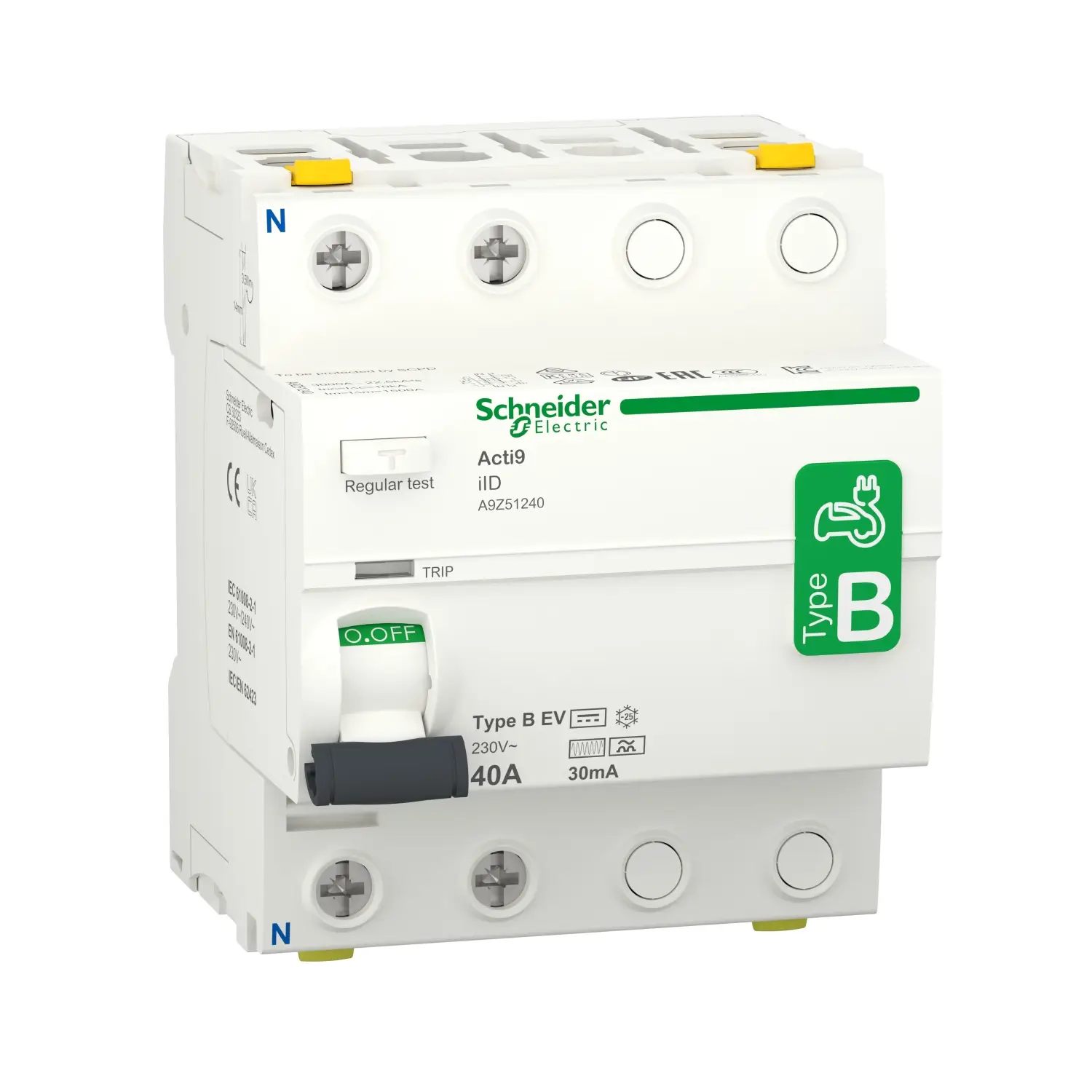 Schneider Electric A9Z51240 A9Z51240 proudový chránič Pro elektrickou nabíjecí stanici B 40 A 0.03 A Schneider Electric A9Z51240 A9Z51240 proudový chránič Pro elektrickou nabíjecí stanici B 40 A 0.03 A