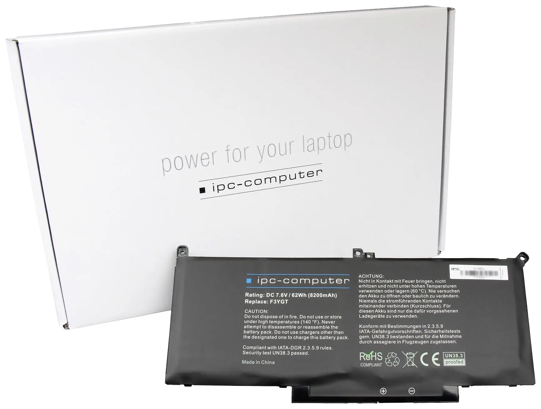 ipc-computer akumulátor do notebooku F3YGT 8200mAh Replace 7.6 V 8200 mAh Dell
