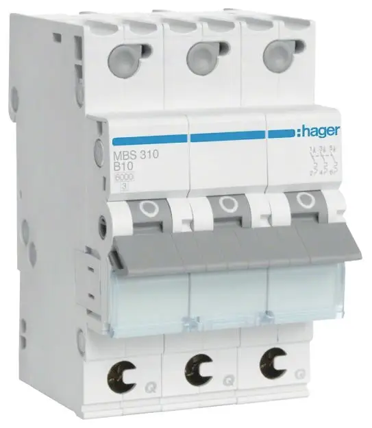 Hager MBS310 MBS310 elektrický jistič 3pólový 10 A 400 V