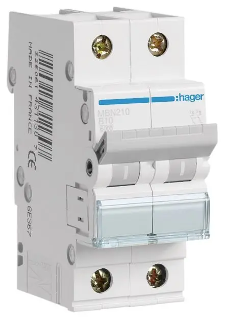 Hager MBN210 MBN210 elektrický jistič 2pólový 10 A 400 V