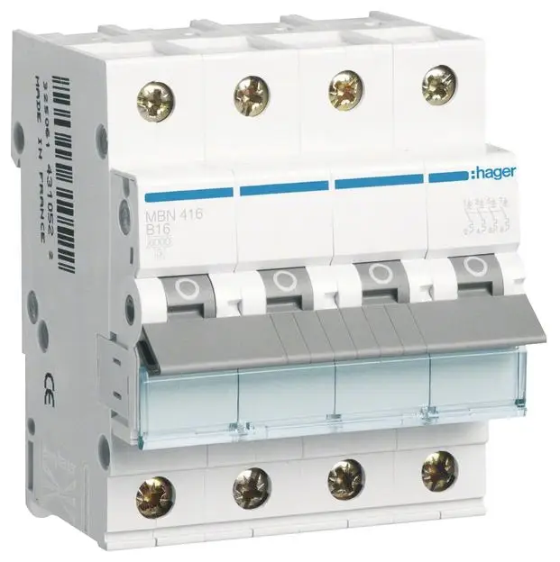 Hager MBN416 MBN416 elektrický jistič 4pólový 16 A 400 V Hager MBN416 MBN416 elektrický jistič 4pólový 16 A 400 V