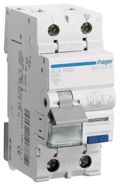 Hager ACA516D proudový chránič/elektrický jistič 2pólový 16 A 0.01 A 240 V Hager ACA516D proudový chránič/elektrický jistič 2pólový 16 A 0.01 A 240 V