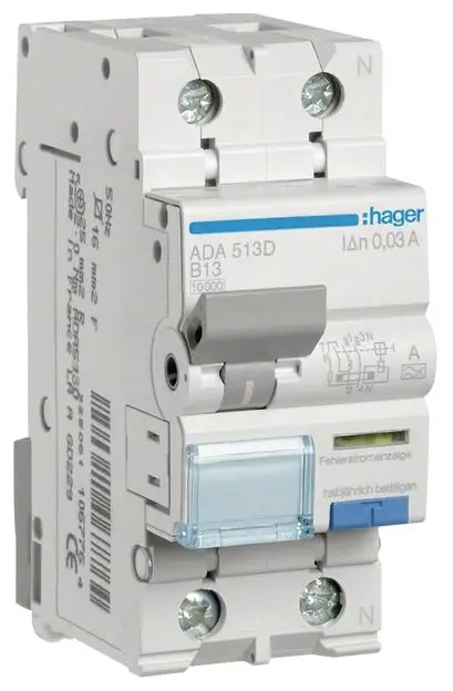Hager ADA513D proudový chránič/elektrický jistič 2pólový 13 A 0.03 A 240 V Hager ADA513D proudový chránič/elektrický jistič 2pólový 13 A 0.03 A 240 V