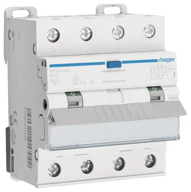 Hager AFX416D proudový chránič/elektrický jistič 4pólový 16 A 0.3 A 400 V Hager AFX416D proudový chránič/elektrický jistič 4pólový 16 A 0.3 A 400 V