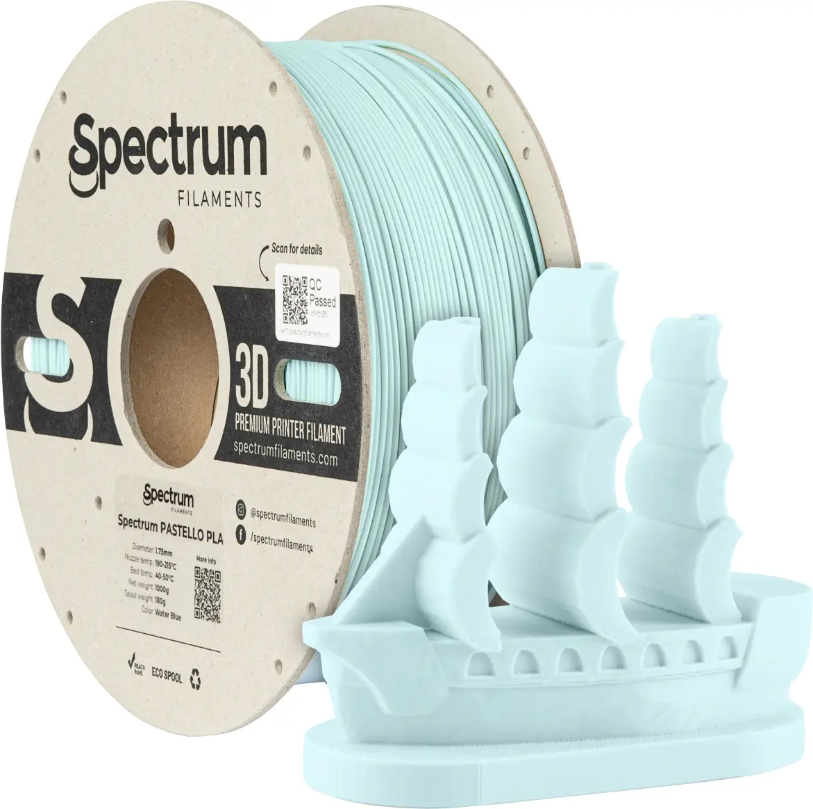 Spectrum Filaments 80704 Pastello PLA vlákno pro 3D tiskárny PLA plast Matná 1.75 mm 1000 g Vodová modř, modrá, pastelová 1 ks Spectrum Filaments 80704 Pastello PLA vlákno pro 3D tiskárny PLA plast Matná 1.75 mm 1000 g Vodová modř, modrá, pastelová 1 ks