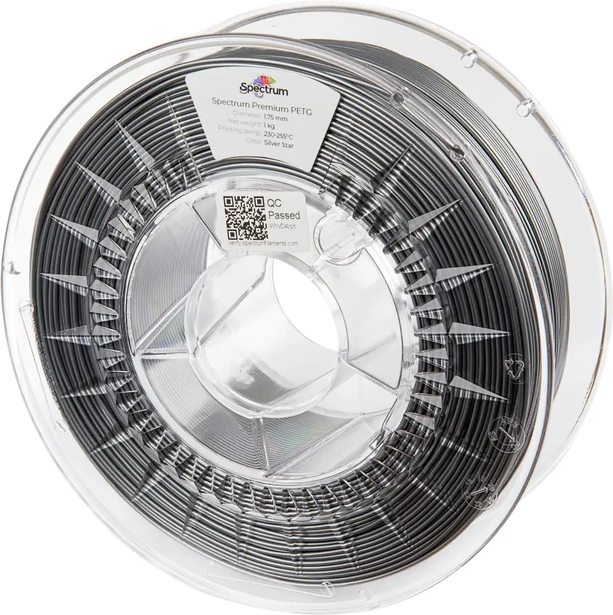 Spectrum Filaments 80062 PET-G Premium vlákno pro 3D tiskárny PETG plast chemicky odolné, Nárazuvzdorný 1.75 mm 1000 g Stříbrná hvězda, stříbrná 1 ks Spectrum Filaments 80062 PET-G Premium vlákno pro 3D tiskárny PETG plast chemicky odolné, Nárazuvzdorný 1.75 mm 1000 g Stříbrná hvězda, stříbrná 1 ks