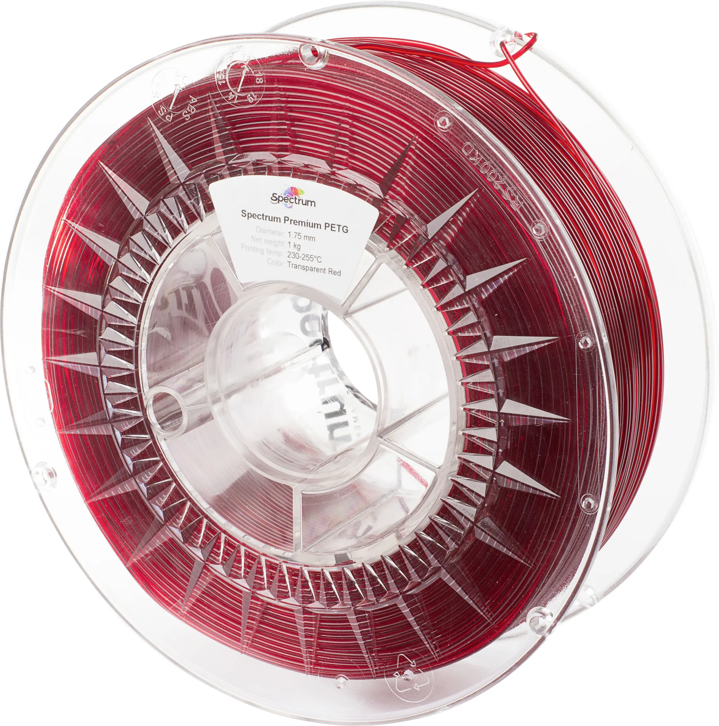 Spectrum Filaments 80050 PET-G Premium vlákno pro 3D tiskárny PETG plast chemicky odolné, Nárazuvzdorný 1.75 mm 1000 g Průsvitná červená, červená 1 ks