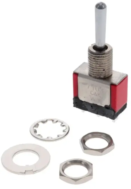 C & K Switches 7105L41D9AV2QE2 Toggle Switch 7000 Series 120 V/AC, 28 V/DC 5 A 1x (zap)/vyp/(zap) 1 ks Bulk C & K Switches 7105L41D9AV2QE2 Toggle Switch 7000 Series 120 V/AC, 28 V/DC 5 A 1x (zap)/vyp/(zap) 1 ks Bulk