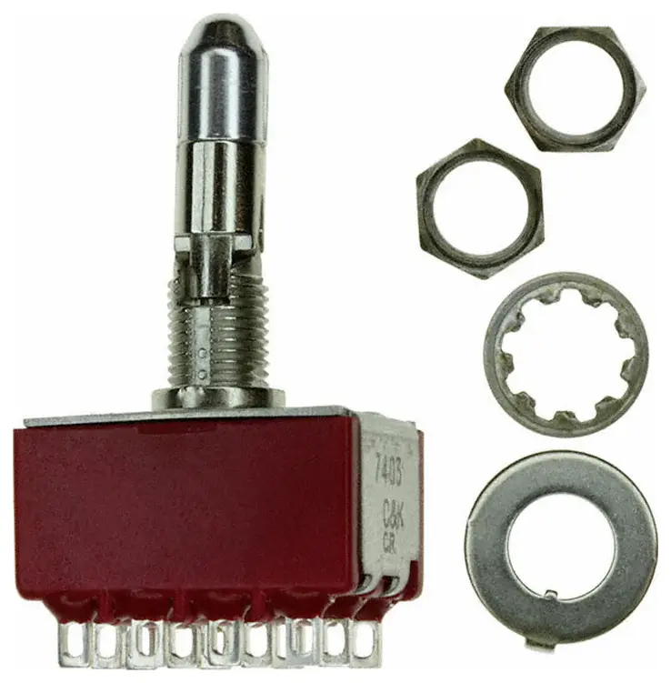 C & K Switches 7403K2ZQE Toggle Switch 7000 Series 120 V/AC, 28 V/DC 5 A 4x zap/vyp/zap 1 ks Bulk C & K Switches 7403K2ZQE Toggle Switch 7000 Series 120 V/AC, 28 V/DC 5 A 4x zap/vyp/zap 1 ks Bulk