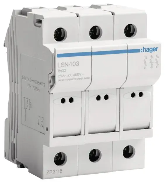 Hager LSN403 pojistka 3pólový 25 A 400 V 1 ks Hager LSN403 pojistka 3pólový 25 A 400 V 1 ks