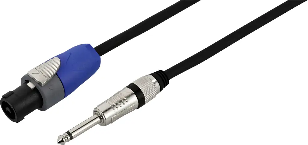 Monacor reproduktor kabel [1x reproduktorová zástrčka - 1x jack zásuvka 6,3 mm (mono)] 2 x 1.5 mm² 10 m černá
