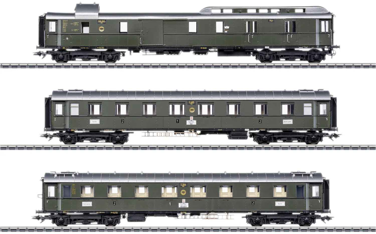Märklin 42490 Třídílná sada vozů rychlíku PwPost4pen-28 od DRG Märklin 42490 Třídílná sada vozů rychlíku PwPost4pen-28 od DRG