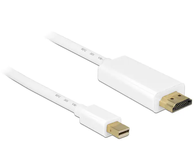 Delock HDMI / Mini-DisplayPort kabel Mini DisplayPort konektory, Zástrčka HDMI-A 3 m bílá 83708 pozlacené kontakty, třížilový stíněný Kabel DisplayPort Delock HDMI / Mini-DisplayPort kabel Mini DisplayPort konektory, Zástrčka HDMI-A 3 m bílá 83708 pozlacené kontakty, třížilový stíněný Kabel DisplayPort