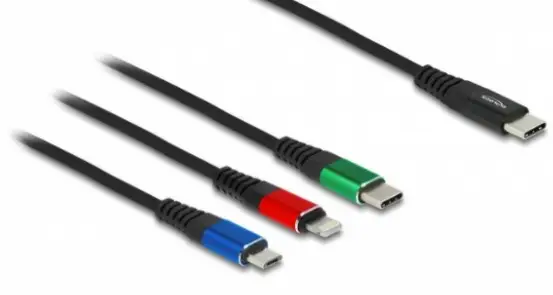 Delock Nabíjecí kabel USB USB 2.0 USB-C ® zástrčka, USB-C ® zástrčka, USB Micro-B zástrčka, Apple Lightning konektor 0.30 m černá 86820 Delock Nabíjecí kabel USB USB 2.0 USB-C ® zástrčka, USB-C ® zástrčka, USB Micro-B zástrčka, Apple Lightning konektor 0.30 m černá 86820