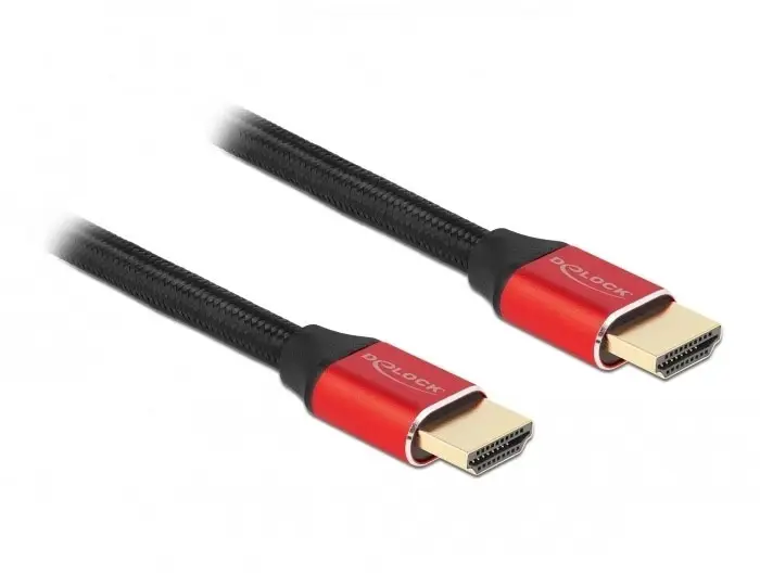Delock HDMI kabel Zástrčka HDMI-A 3 m černá, červená 85775 8K UHD, pozlacené kontakty, třížilový stíněný, eARC HDMI kabel Delock HDMI kabel Zástrčka HDMI-A 3 m černá, červená 85775 8K UHD, pozlacené kontakty, třížilový stíněný, eARC HDMI kabel