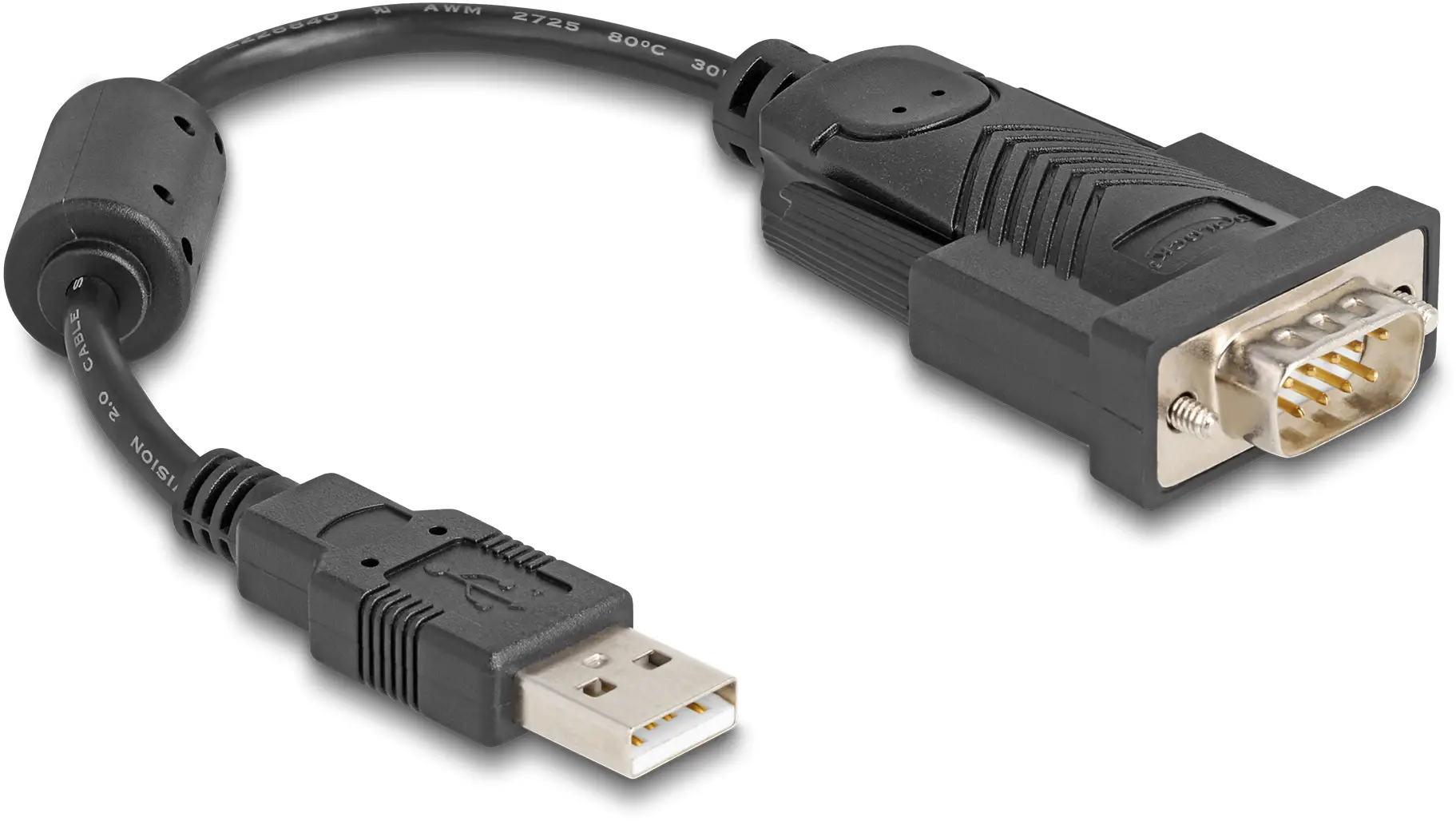 Delock USB 2.0 adaptér [1x USB 2.0 zástrčka A - 1x sériový (9 pinů)] 61549 0.25 m s feritovým jádrem