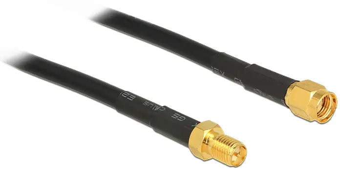 Delock pro Wi-Fi antény kabel [1x Zástrčka RPSMA - 1x Zásuvka RPSMA] 1 m černá