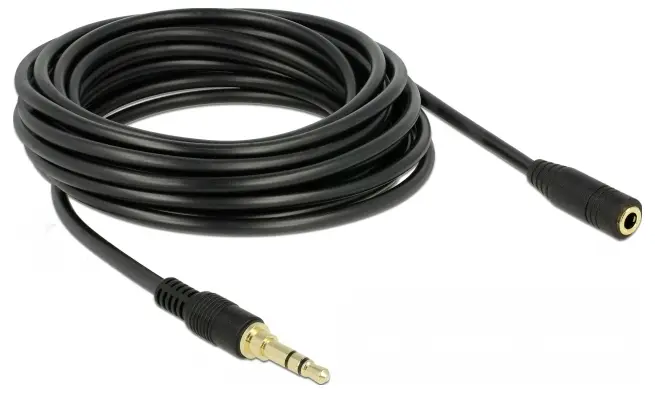 Delock 85590 Spojka audio prodlužovací kabel [1x jack zástrčka 3,5 mm - 1x jack zásuvka 3,5 mm] 5 m černá