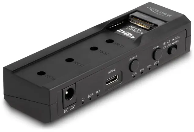 Delock 64252 USB-C™ (USB 3.2 Gen 2) M.2 PCIe NVMe dokovací stanice pro pevný disk 2.5 palec s funkcí klonování