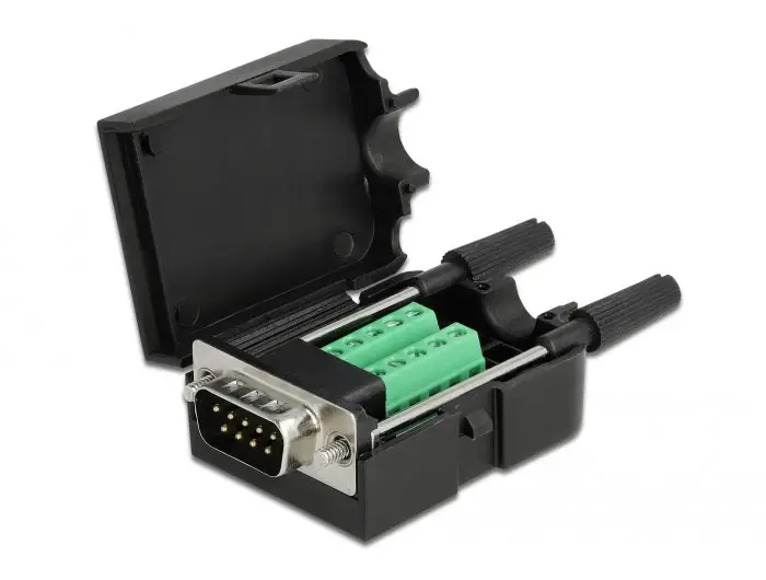 Delock PC adaptér [1x D-SUB zástrčka 9pólová - 9x šroubové svorky] černá