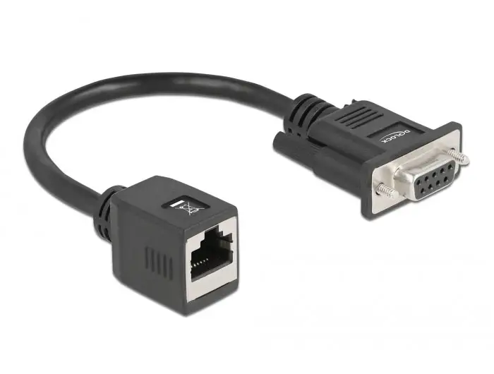 Delock sériový adaptér [1x D-SUB zásuvka 9pólová - 1x RJ45 zásuvka] 20 cm černá