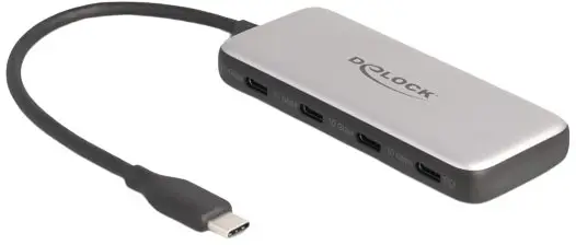 Delock 64261 USB Hub 4 porty USB-C® USB 3.2 Gen2 10 GBit/s s konektorem USB C černá, šedá 64261 Delock 64261 USB Hub 4 porty USB-C® USB 3.2 Gen2 10 GBit/s s konektorem USB C černá, šedá 64261