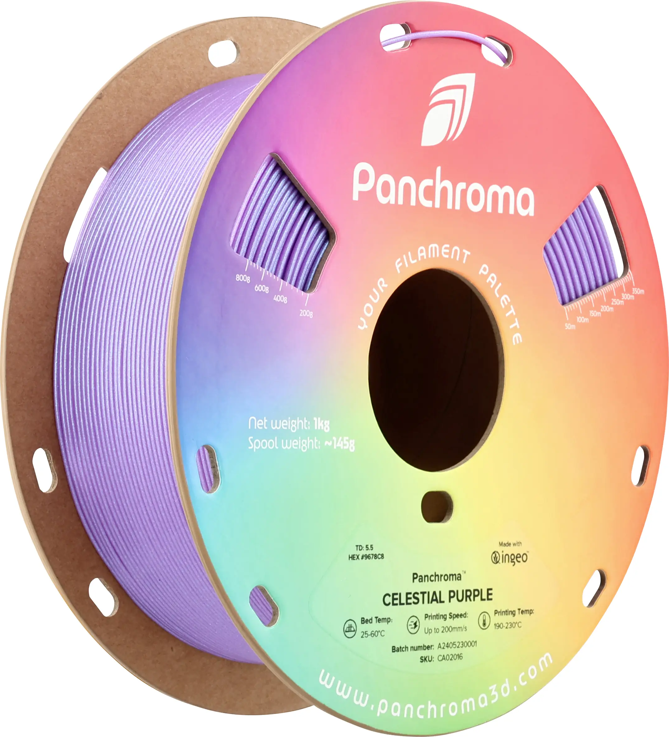 Polymaker CA02016 Panchroma™ Celestial vlákno pro 3D tiskárny PLA plast, PLA třpytky Vícebarevné 1.75 mm 1000 g nachová, fialová 1 ks