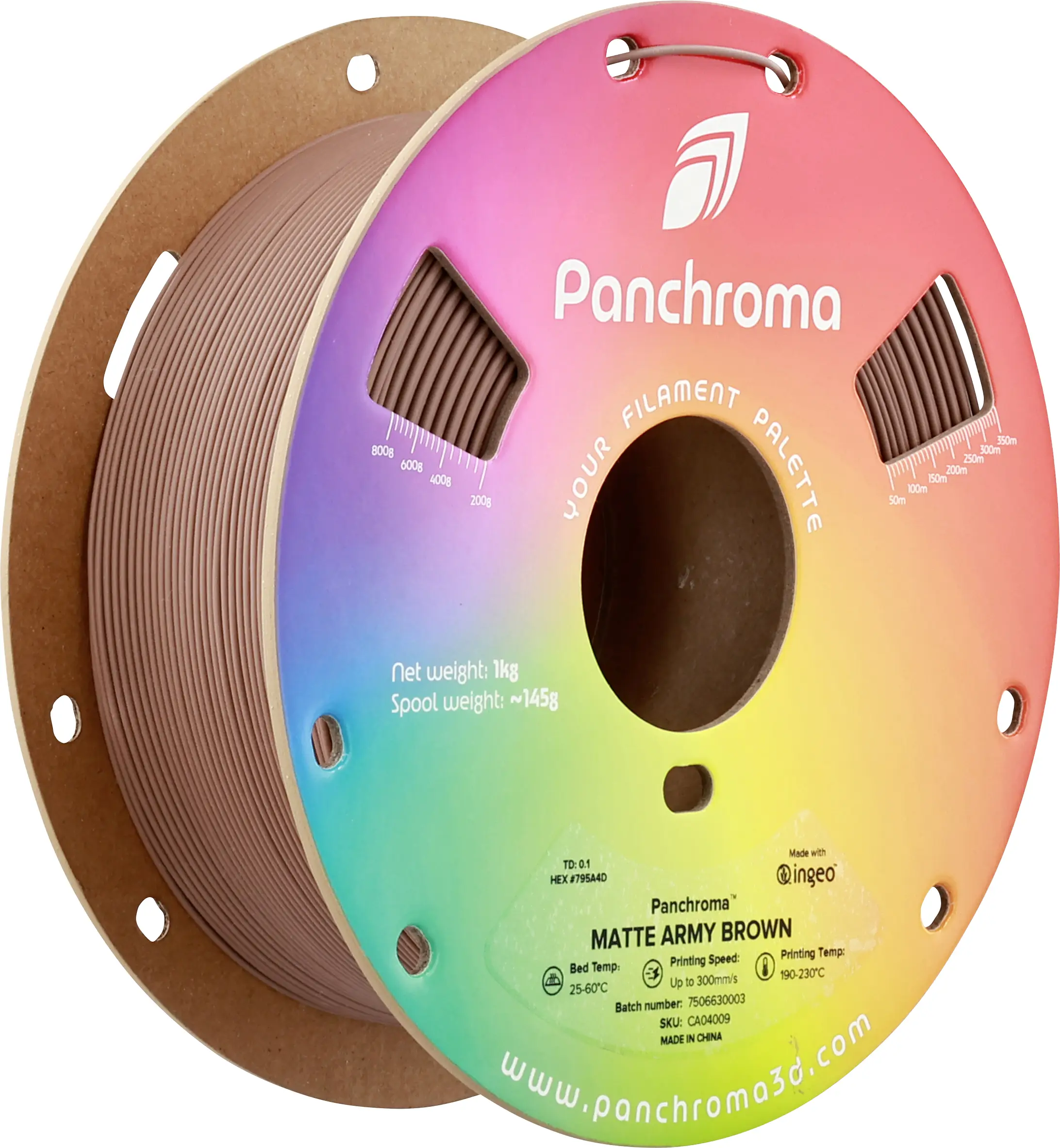 Polymaker CA04009 Panchroma™ Matte vlákno pro 3D tiskárny PLA plast Matná, Nižší obsah plastů 1.75 mm 1000 g Armádní hnědá, hnědá 1 ks