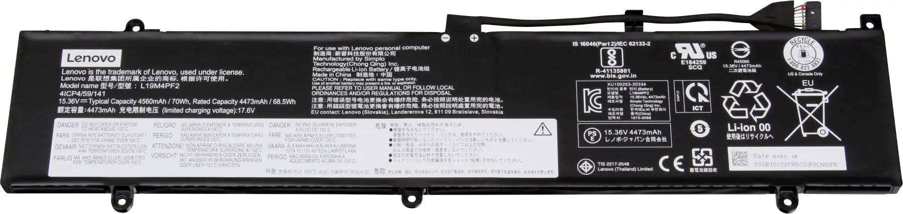 Lenovo akumulátor do notebooku Akku 5B10X18187 15.36 V 4560 mAh Lenovo