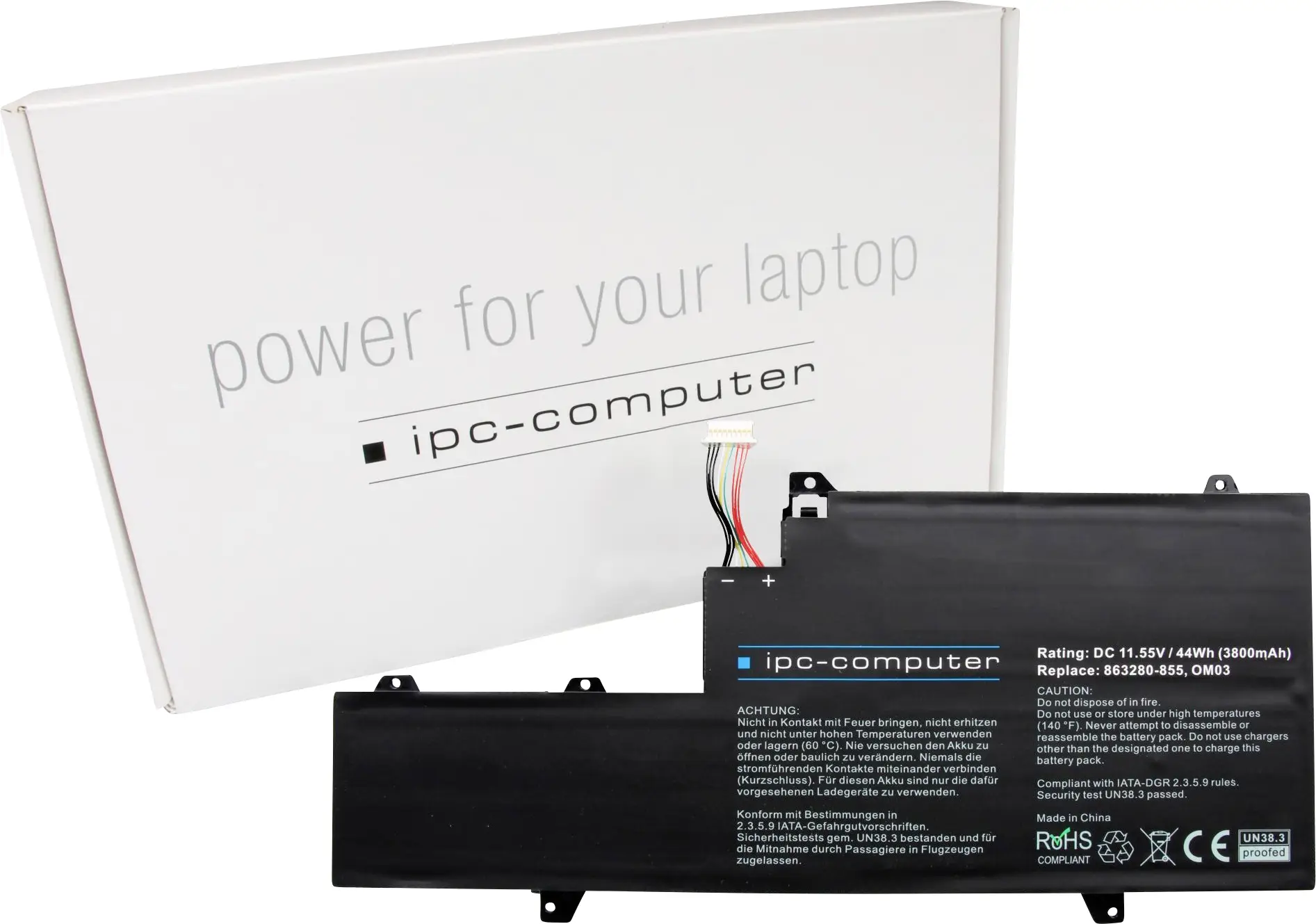 ipc-computer akumulátor do notebooku Akku OM03 REPLACE 11.55 V 3800 mAh IPC-Computer
