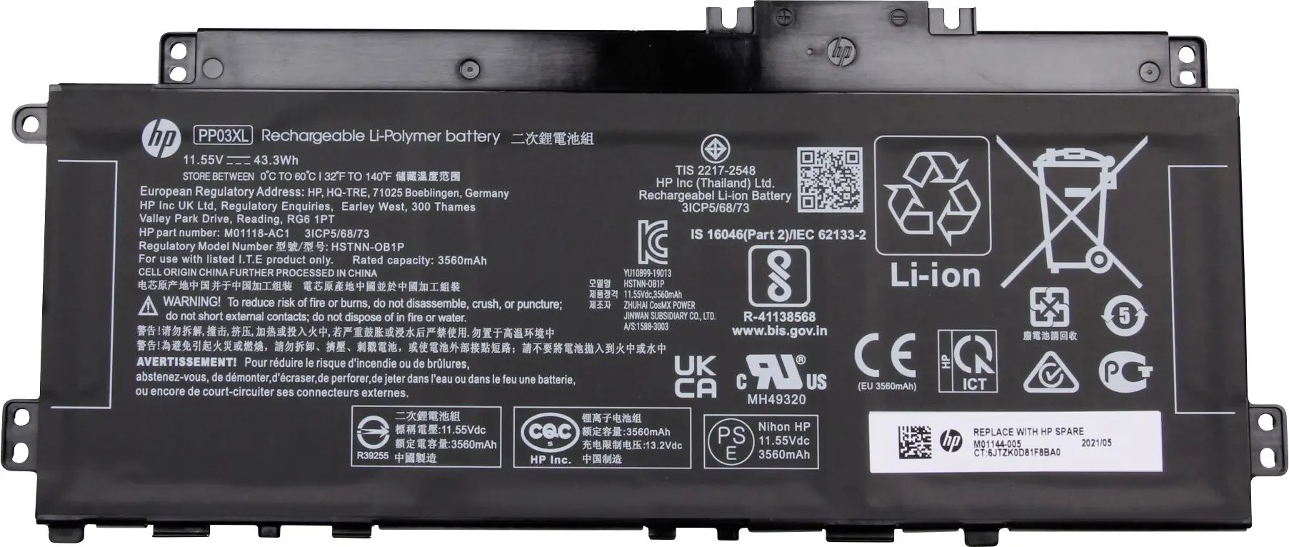 HP akumulátor do notebooku Akku M01118-AC1 11.55 V 3750 mAh HP