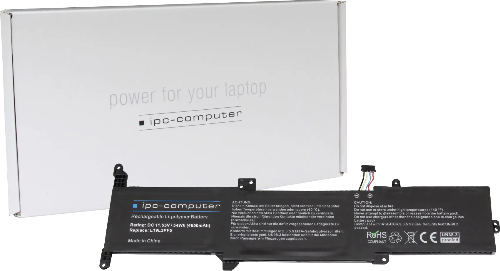 ipc-computer akumulátor do notebooku Akku L19L3PF5 REPLACE 11.55 V 4650 mAh IPC-Computer