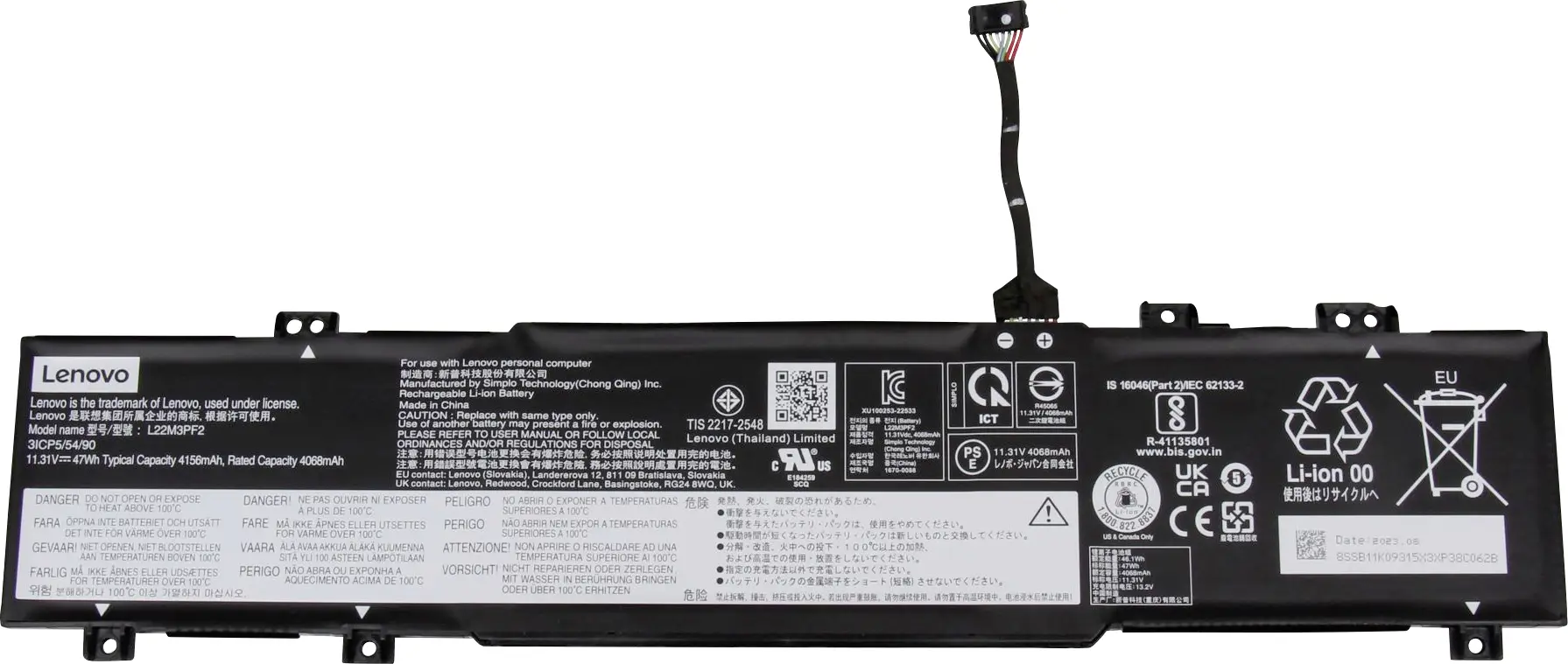 Lenovo akumulátor do notebooku Akku 5B11K09317 11.31 V 4156 mAh Lenovo