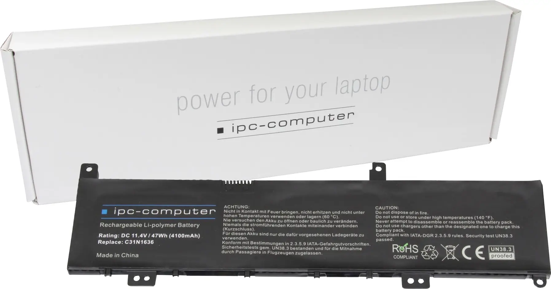 ipc-computer akumulátor do notebooku Akku C31N1636 REPLACE 11.40 V 4100 mAh IPC-Computer ipc-computer akumulátor do notebooku Akku C31N1636 REPLACE 11.40 V 4100 mAh IPC-Computer