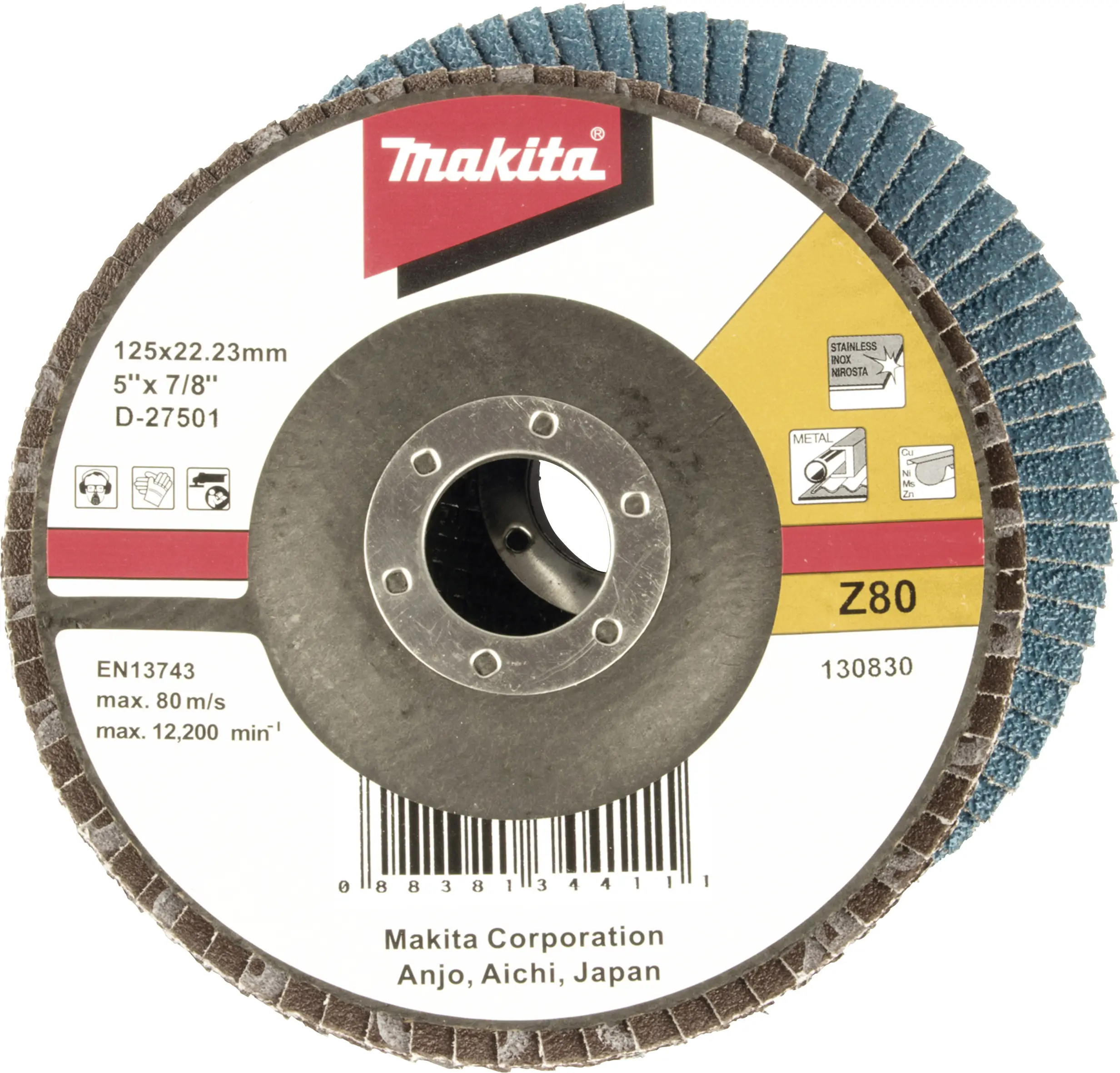 Makita D-27501 lamelový kotouč Průměr 125 mm Zrnitost=80 1 ks Makita D-27501 lamelový kotouč Průměr 125 mm Zrnitost=80 1 ks