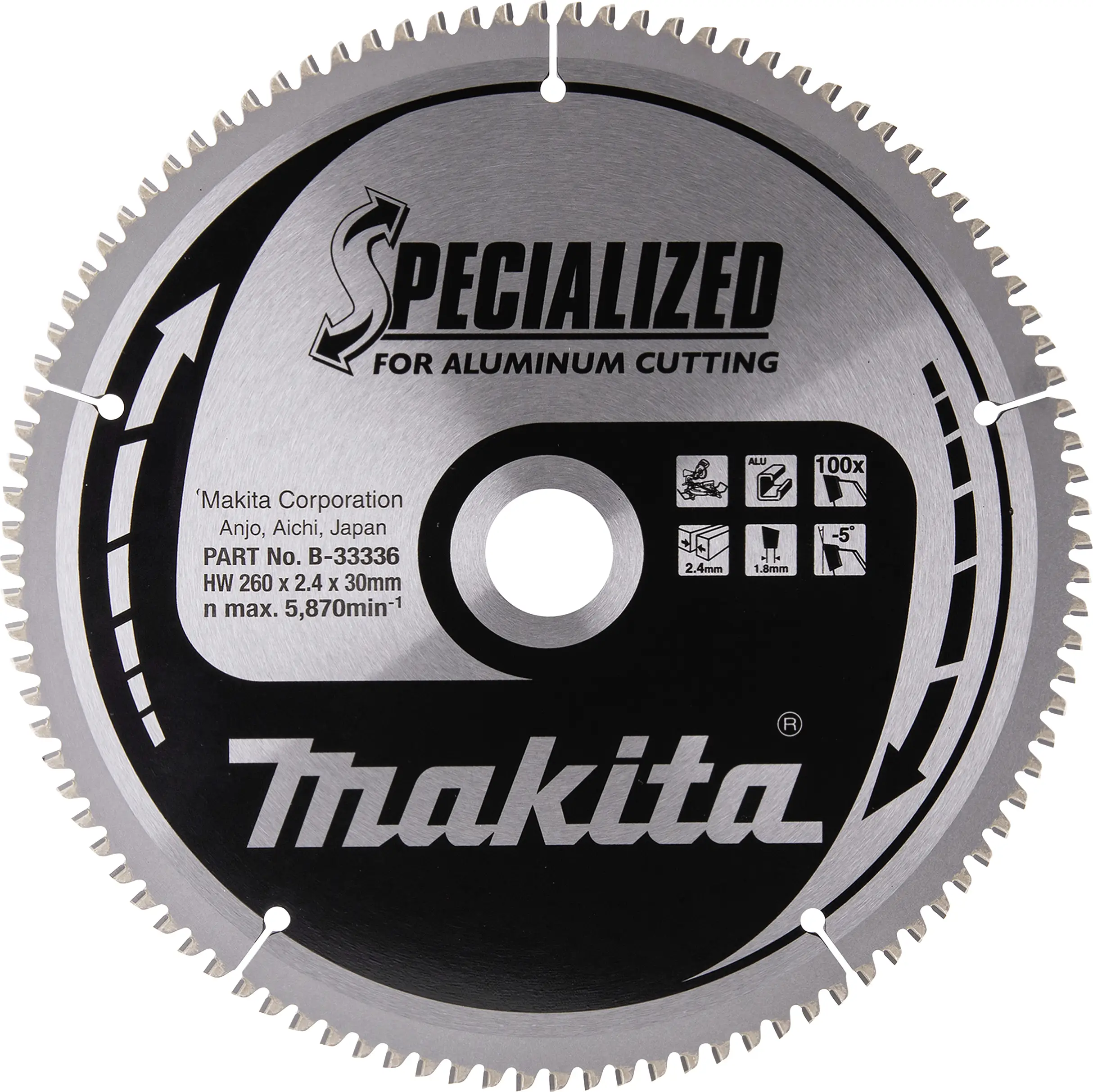 Makita B-33336 SPECIALIZED B-33336 pilový kotouč 260 x 30 x 2.4 mm Počet zubů (na palec): 100 1 ks Makita B-33336 SPECIALIZED B-33336 pilový kotouč 260 x 30 x 2.4 mm Počet zubů (na palec): 100 1 ks