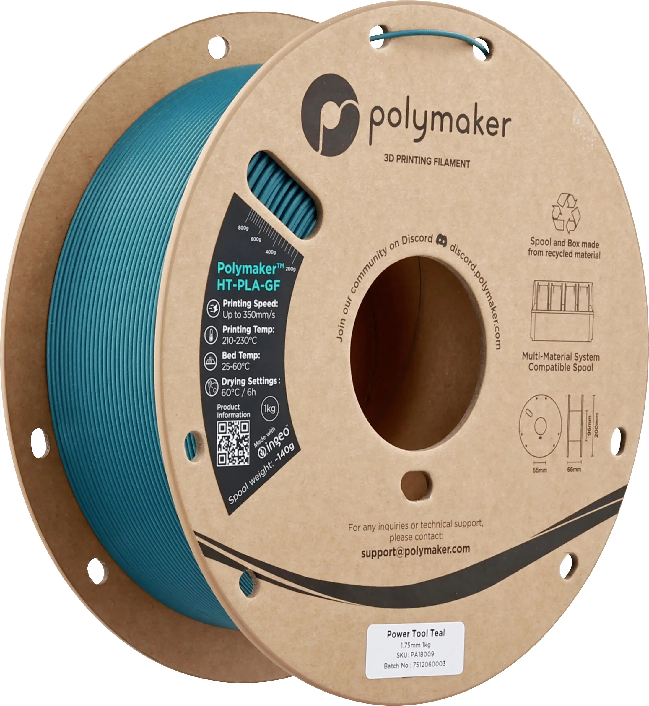 Polymaker PA18009 HT-PLA-GF vlákno pro 3D tiskárny HT-PLA-GF Odolnost vůči vysokým teplotám, Zesílena skelnými vlákny, Matná, Filament pro vysokorychlostní 3D Polymaker PA18009 HT-PLA-GF vlákno pro 3D tiskárny HT-PLA-GF Odolnost vůči vysokým teplotám, Zesílena skelnými vlákny, Matná, Filament pro vysokorychlostní 3D