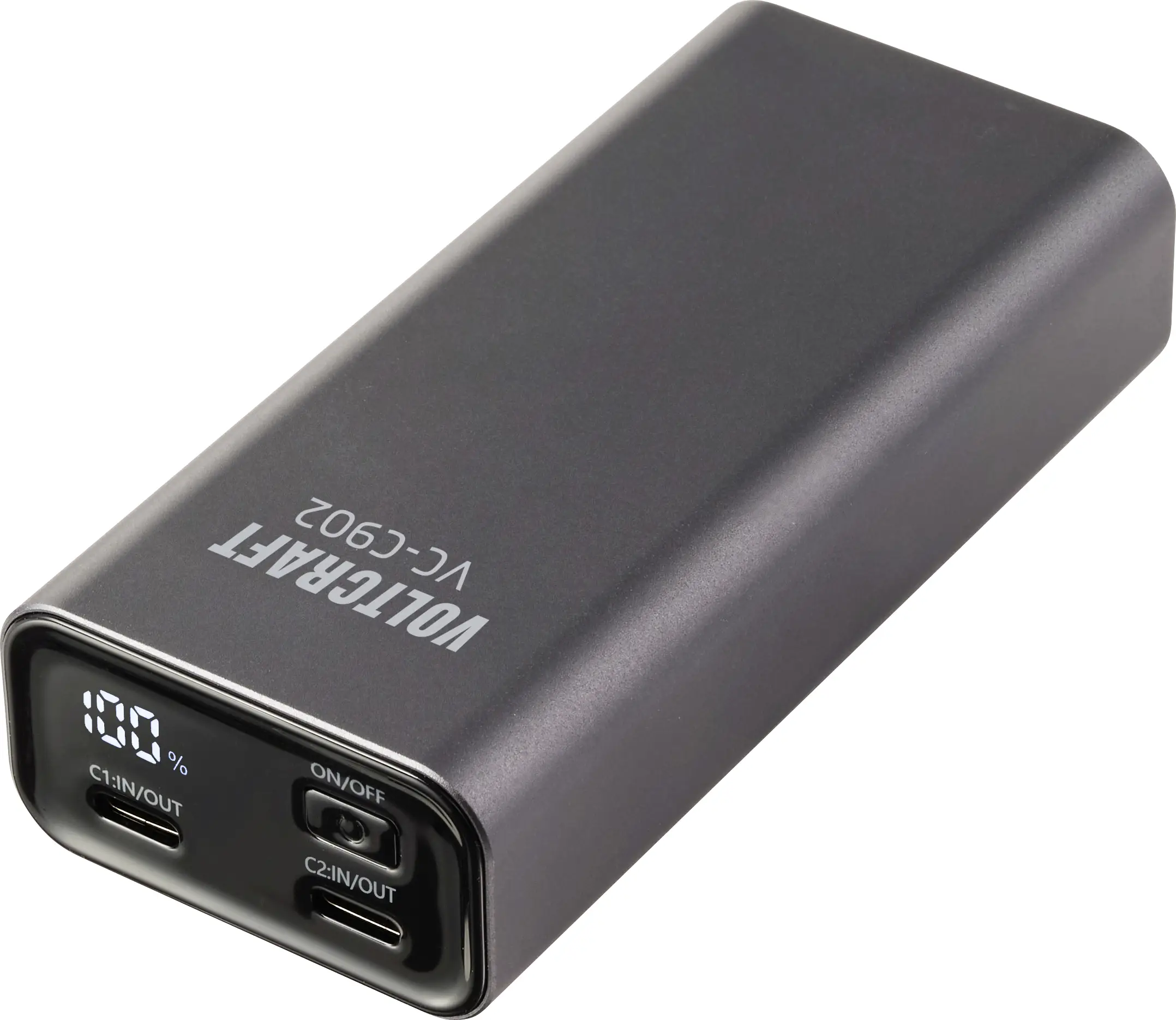 VOLTCRAFT VC-C902 powerbanka Li-Ion, 10000 mAh, Power Delivery 3.0, šedá (matná), Indikátor stavu VOLTCRAFT VC-C902 powerbanka Li-Ion, 10000 mAh, Power Delivery 3.0, šedá (matná), Indikátor stavu